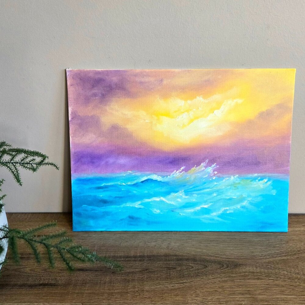 Oil painting on cardboard. My art. Seascape.